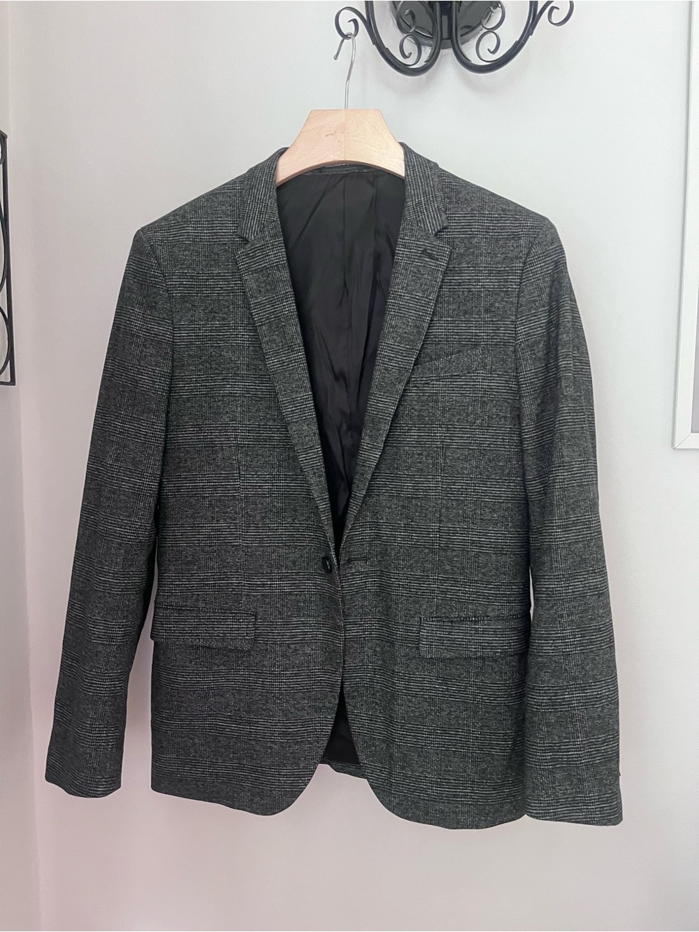 H&M Men's Dark Gray Glen Plaid Sport Coat